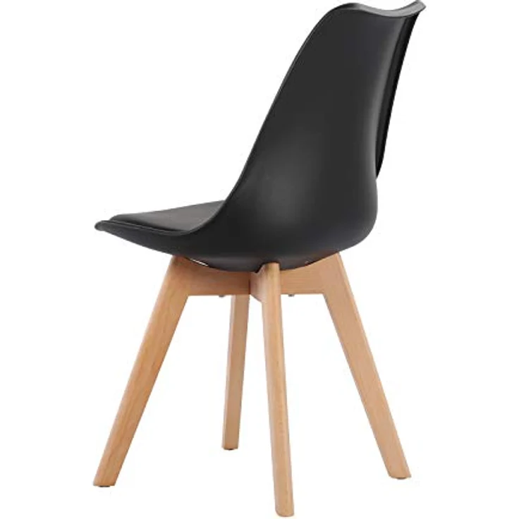 EGGREE 4er Set Esszimmerstühle mit Massivholz Buche Bein, Retro Design Gepolsterter lStuhl Küchenstuhl Holz, Schwarz – Bild 10
