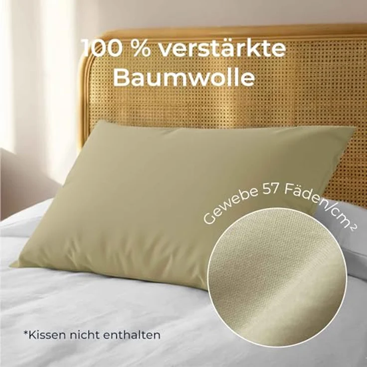 Kissenbezug 30x50 Renforcé Baumwolle (2er-Set) - Beige - Dicht gewebt mit 57 Fäden/cm² - Kissenbezug 50x30 - Oeko Tex Zertifiziert - Dreamzie – Bild 4