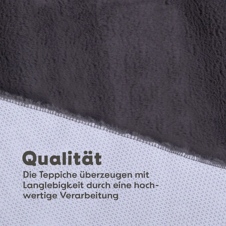 Hochflor Teppich für Wohnzimmer Schlafzimmer - 120x60cm - Flauschiger Fellteppich Shaggy Modern Extra weich Kunstfell - Fell Imitat anthrazit 60x120cm – Bild 4