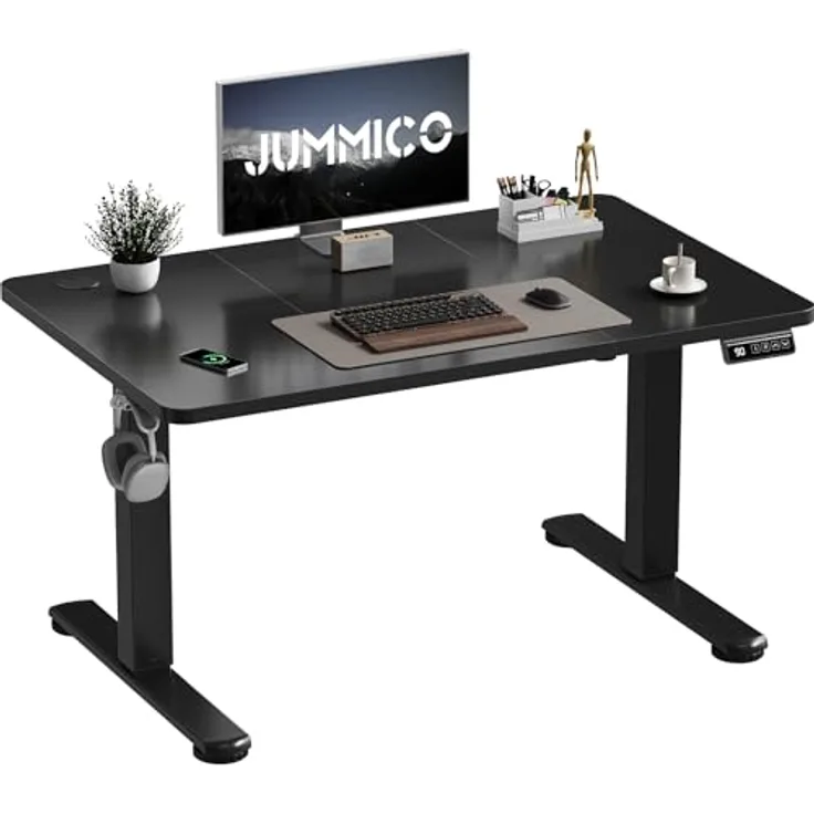 JUMMICO Höhenverstellbarer Schreibtisch 110x60cm, Standing Desk Elektrischer Schreibtisch Höhenverstellbar mit Memory-Funktion, Schwarz