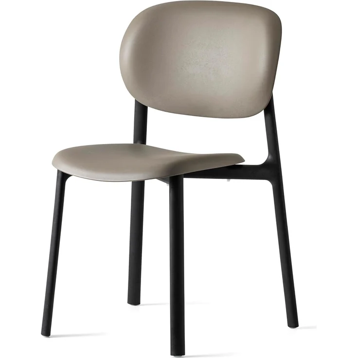 Connubia, Stuhl Zero. Gestell schwarz, Sitz und Rückenlehne Taupe, 100% recyceltes Polypropylen – Bild 1