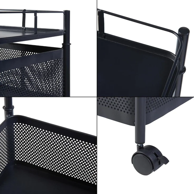 Rollwagen Sunndal mit 5 Ebenen 94,5x27x27cm Schwarz [en. casa] – Bild 7