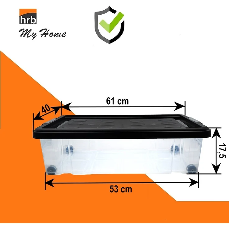 hrb Unterbettkommode transparente Aufbewahrungsbox Rollbar Unterbettbox mit Deckel Click (1 St) – Bild 3