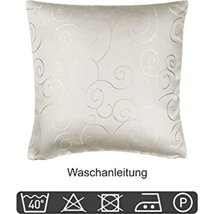 Haus und Deko Kissenbezug Kissenbezug Damast Circle Ornamente, (1 Stück) – Bild 3