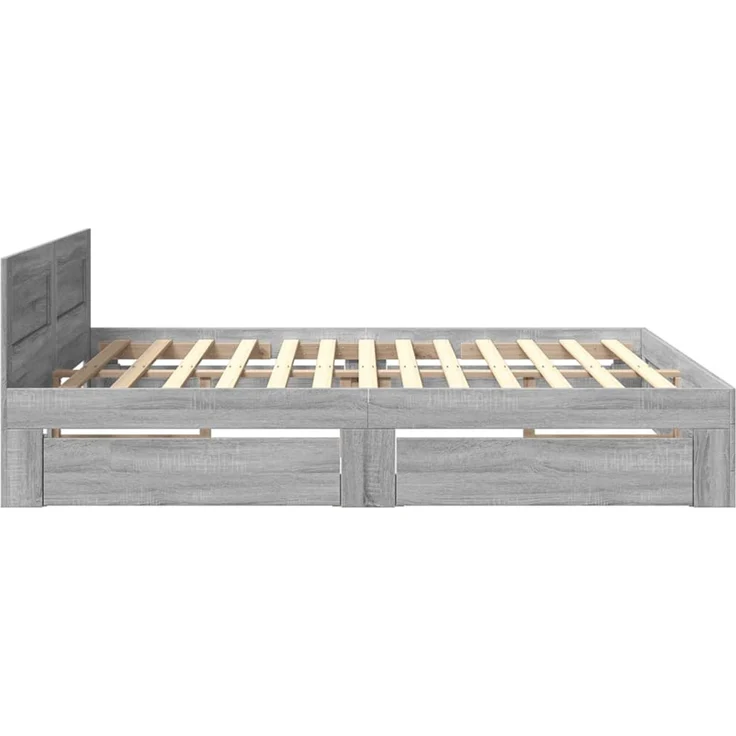 vidaXL Bettgestell mit Kopfteil Grau Sonoma 200x200cm Holzwerkstoff 3295539 – Bild 6