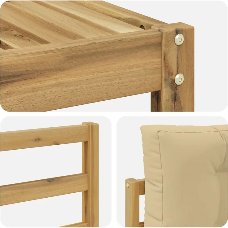 vidaXL Outdoor-Sofagarnitur 5 stk. 6-Sitzer Weiß und Beige Polyester 3386677 – Bild 6