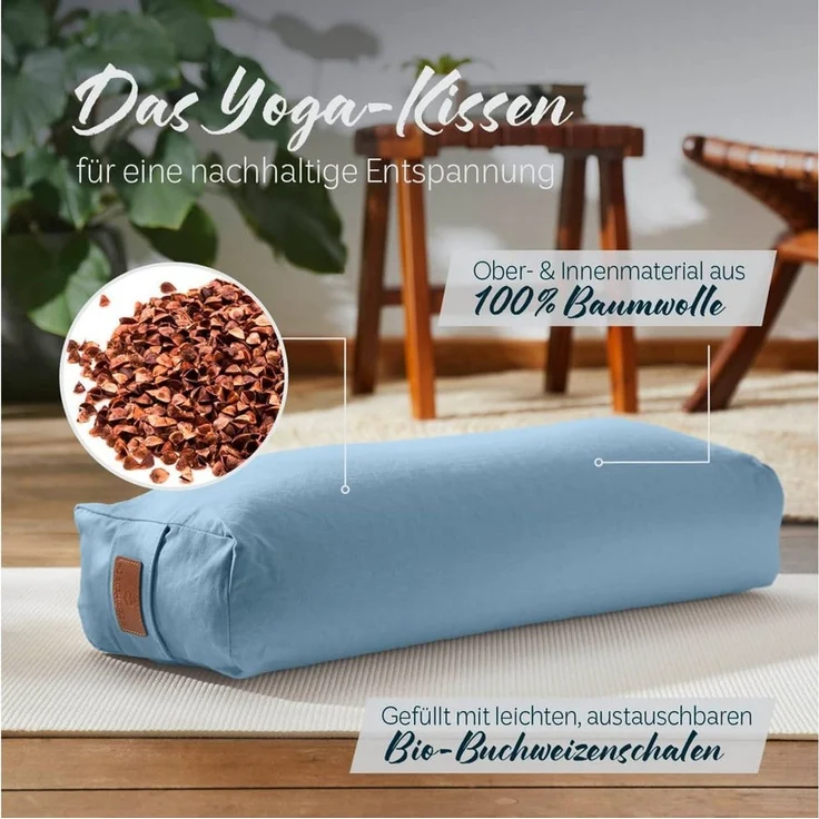 #DoYourYoga Yogakissen Yoga Bolster Paravati, gefüllt mit Bio-Buchweizenschalen,Yogakissen 67x22x13cm – Bild 1