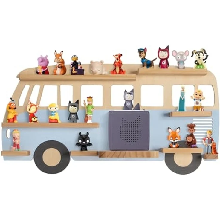 Todeco Tonie-Regal für Toniebox Hörfiguren, Magnetische Aufbewahrung für 20-25 Tonie, Perfekte Tonie Aufbewahrung im Kinderzimmer für Mädchen & Jungen, Bus blau – Bild 2
