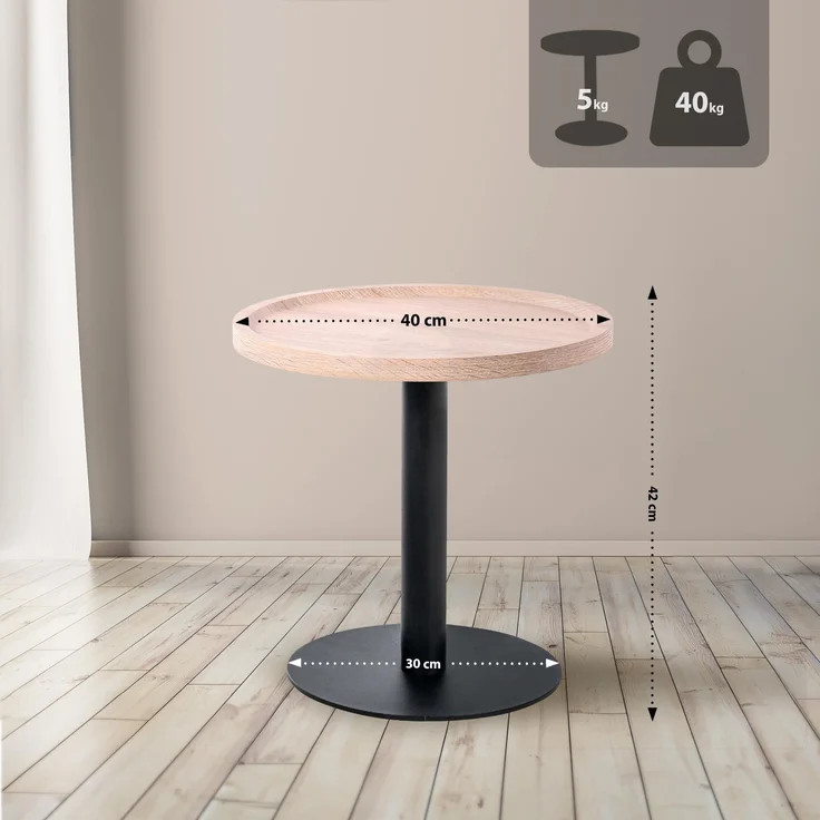 CLP Beistelltisch Aspen runde Tischplatte mit schwarzem Metallgestell,eiche M – Bild 2