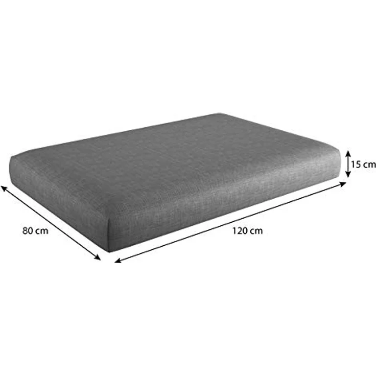 sunnypillow Palettenkissen mit abnehmbarem Bezug UV - beständig Outdoor/Indoor Kaltschaum Palettenauflage Palettenpolster Palettensofa Sitzkissen 120 x 80 x 15 cm Grau – Bild 4