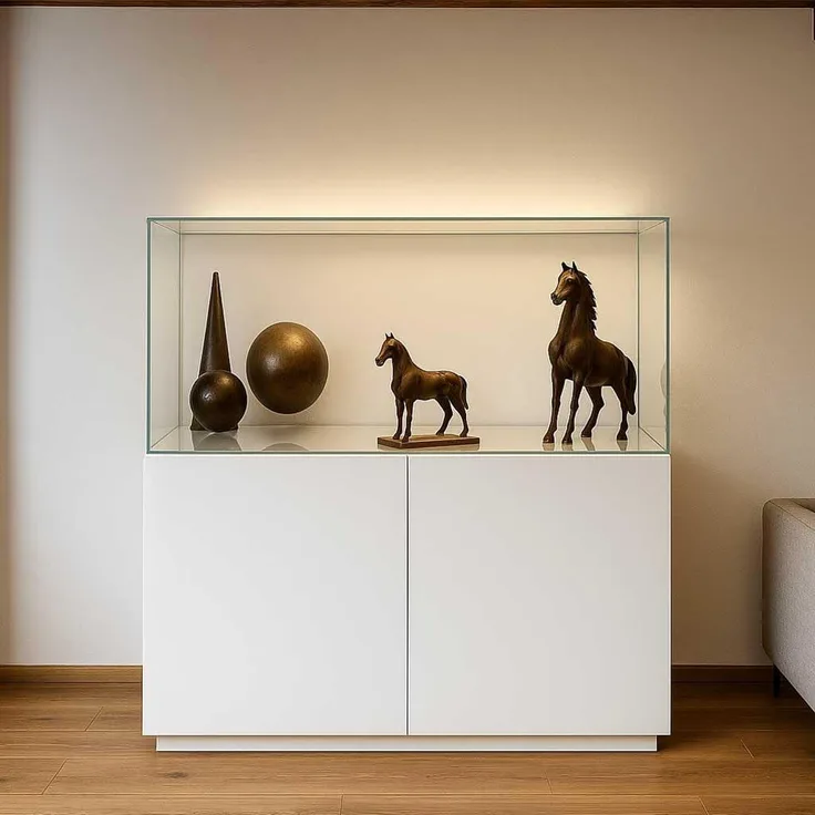 K-Möbel Kunstvitrine, Glas, Transparent, Rechteckig, 100x37x36 cm, für Sammlerstücke und Wohnwände