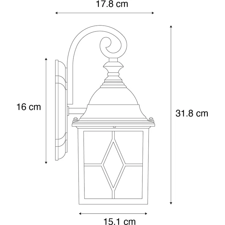 Qazqa Außen-Wandleuchte London, ohne Leuchtmittel, E27, Silber, Landhaus, Aluminium, 1-flammig – Bild 5