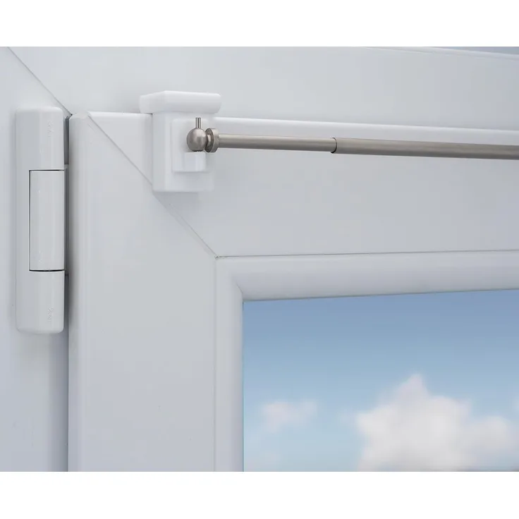 dekondo Gardinenstange Vaganz, ausziehbar, Fensterhaken klemmbar, nickel matt, inkl. Fensterhaken für einen Klemmbereich von 10-27 mm