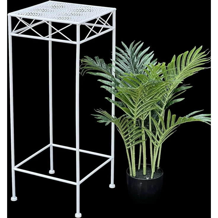 DanDiBo Blumenhocker Weiß Metall Eckig 70 cm Blumenständer 96314 L Beistelltisch Blumensäule Modern Pflanzenständer Pflanzenhocker – Bild 5