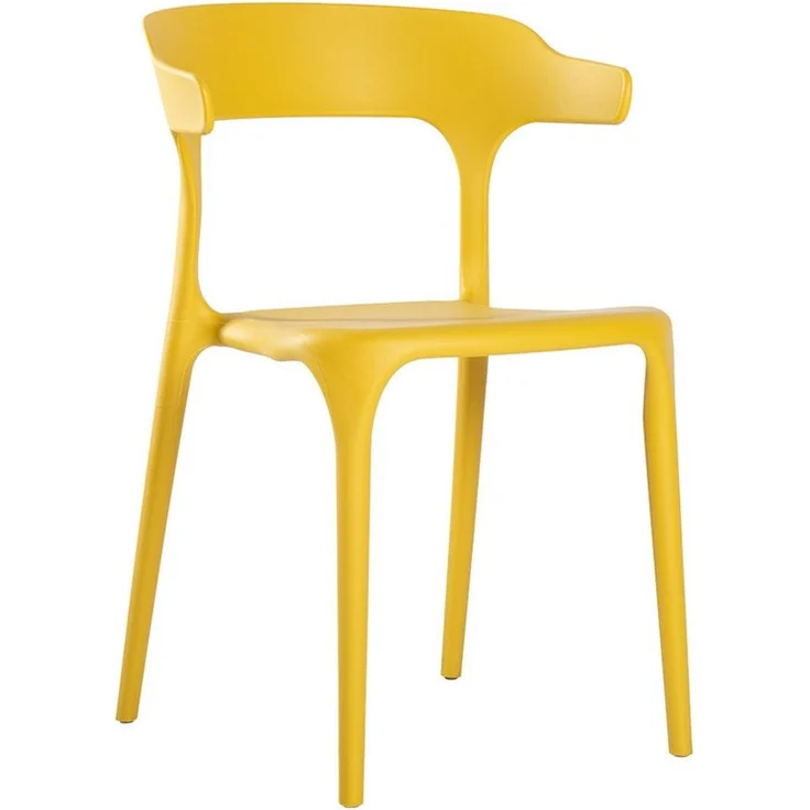 Lüllmann Besucherstuhl Stapelbarer Designstuhl mit Armlehnen, Farbe sonnengelb (1, 1 St), Designerstuhl aus Kunststoff, robust, pflegeleicht – Bild 2