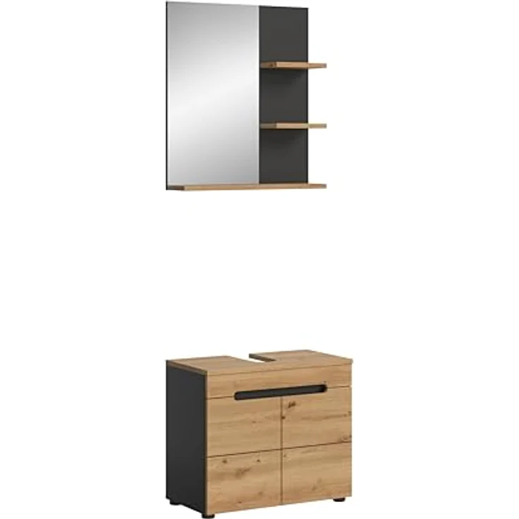 Xonox Canu Badkombination (B/H/T: 63x193x34 cm) in Basalt grau Nachbildung und Artisan Nachbildung – Bild 2