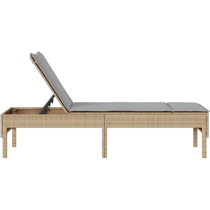 vidaXL Sonnenliege mit Auflage Beige 55x200x44 cm Poly Rattan 4104103 – Bild 5