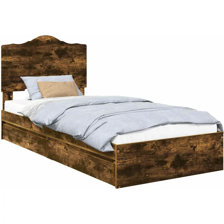 vidaXL Aufbewahrungsbett Geräucherte Eiche 100 x 200 cm Holzwerkstoff 3413538 – Bild 1