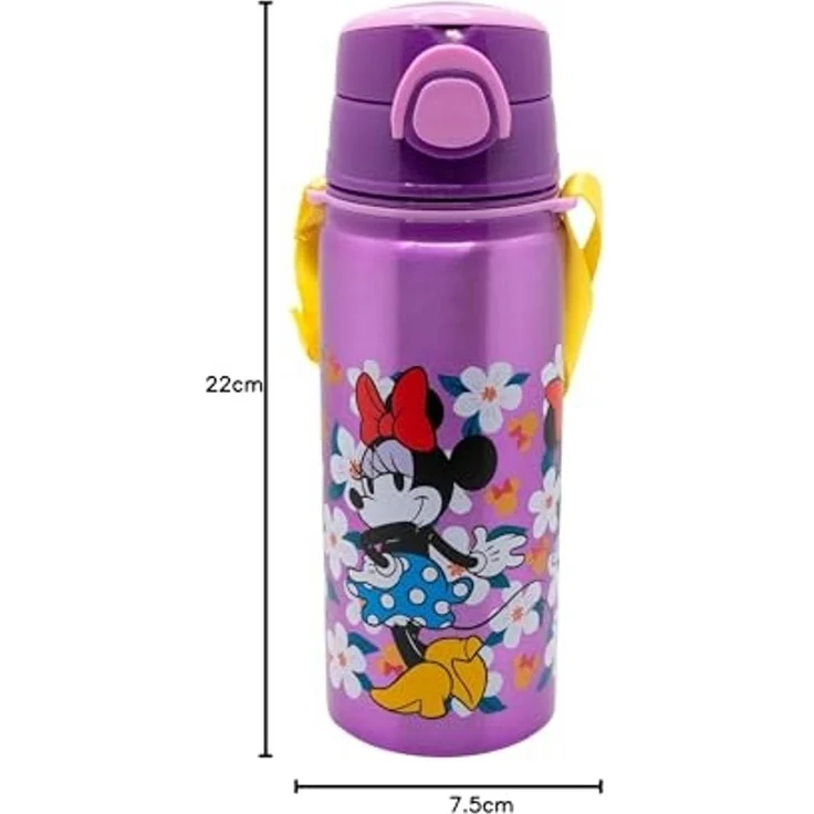Disney Minnie Mouse Trinkflasche Aluminium Trinkflasche 730 ml mit Strohhalm & Tragegurt – Bild 5