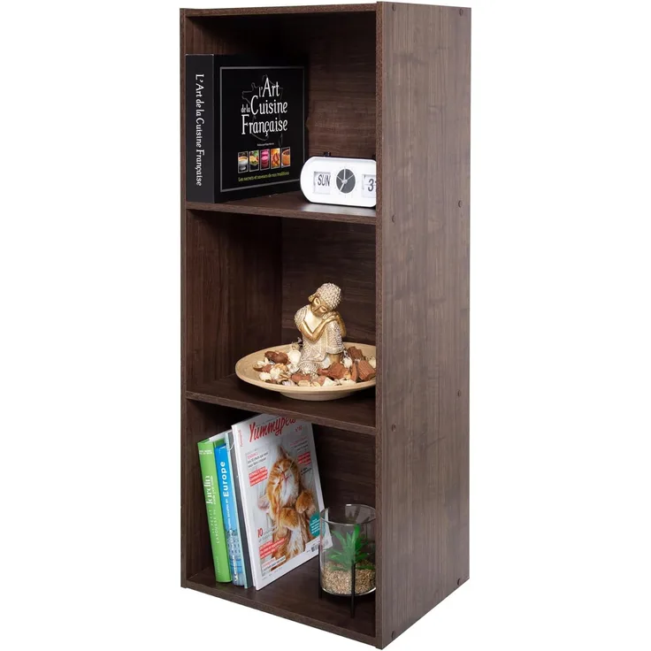 Iris Ohyama, Schrank, 3 Büroregale, Bücherregal, stabil, große Kapazität, multifunktional, solide, Schlafzimmer, Wohnzimmer – Office Basic Rack - CX-3FN – Braun