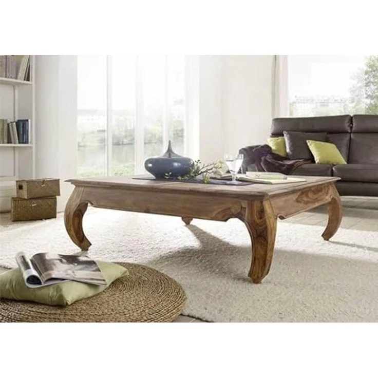 Couchtisch Sheesham 120 x 120 x 40 braun lackiert OPIUM #633 – Bild 6