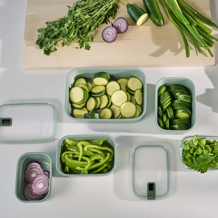 Mepal - Frischhaltdosen EasyClip - Schüssel mit Deckel und Schiebeverschluss - Geeignet für Mikrowelle, Dampfgarer, Kühl- und Gefrierschrank - Luftdicht und auslaufsicher - 2,25 l - Nordic sage – Bild 5