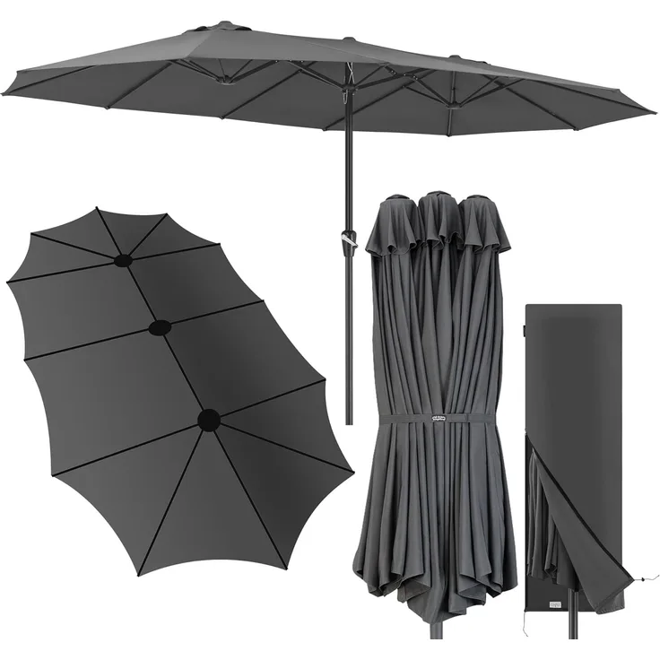 Kingsleeve Sonnenschirm, UV Schutz 80+ Schutzhülle XXL Aluminium Kurbel Wasserabweisend, anthrazit, 460 x 270 x 240 cm