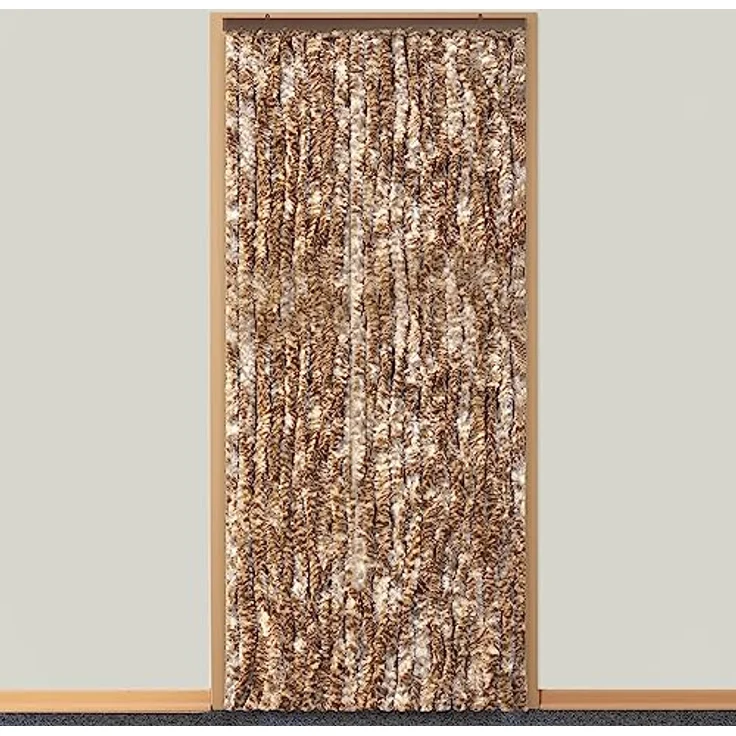 Moritz Flauschvorhang aus Chenille 90 x 220 cm braun beige meliert Türvorhang als Fliegenschutz Insektenschutz für Camping Wohnwagen – Bild 2