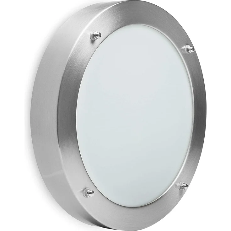 Moderne 12 Watt LED Deckenleuchte fürs Bad aus gebürstetem Stahl & Glas, IP44 – Bild 6