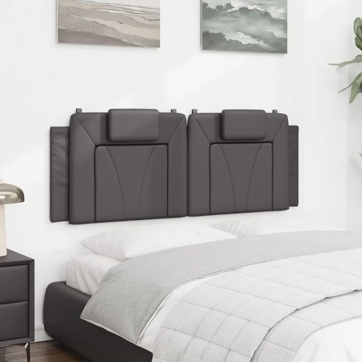 vidaXL Kopfteil-Kissen Grau 120 cm Kunstleder 374784 – Bild 4