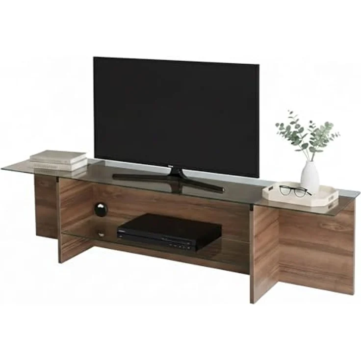 Dmora TV-Schrank Erinyes 158x35x40h cm Braun 2 Regale, 1 Fach – Bild 2