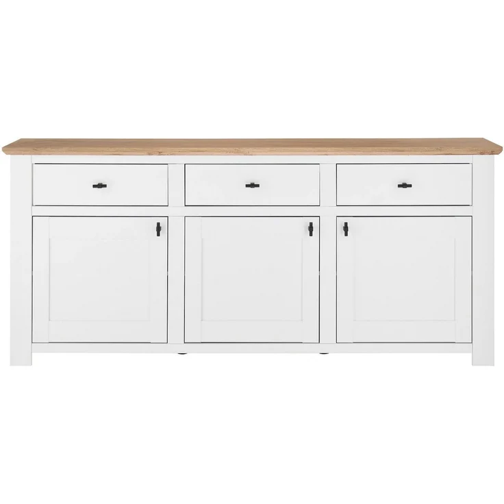 Home affaire Sideboard Bristol, schwarze Metallgriffe, elegante Kranzoptik, ausreichend Stauraum – Bild 3