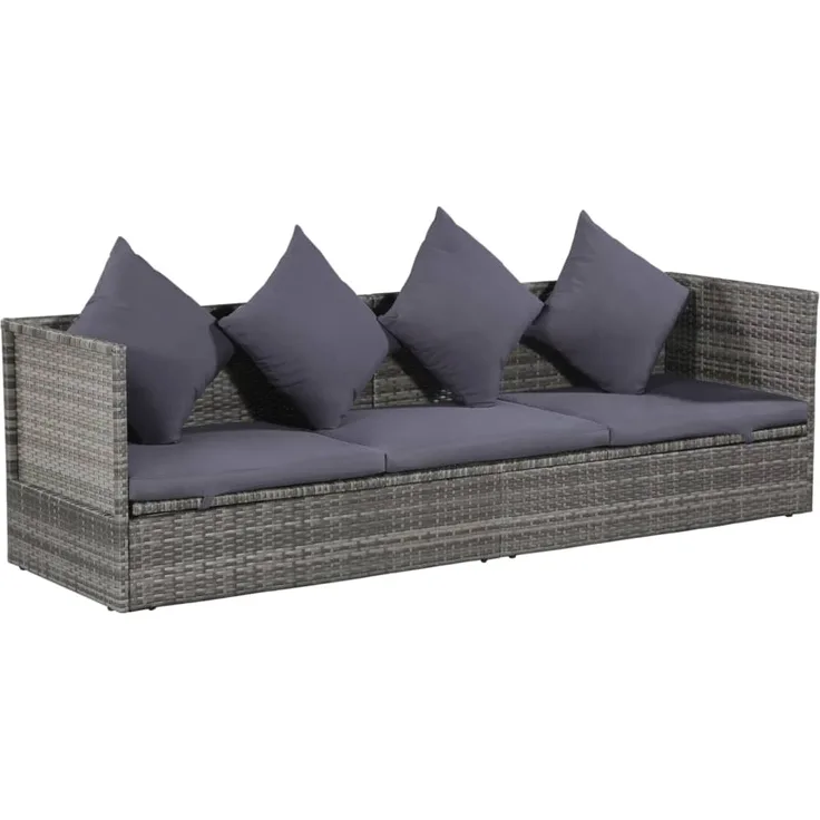vidaXL Garten-Sofabett 200x60 cm Poly Rattan Grau 43959