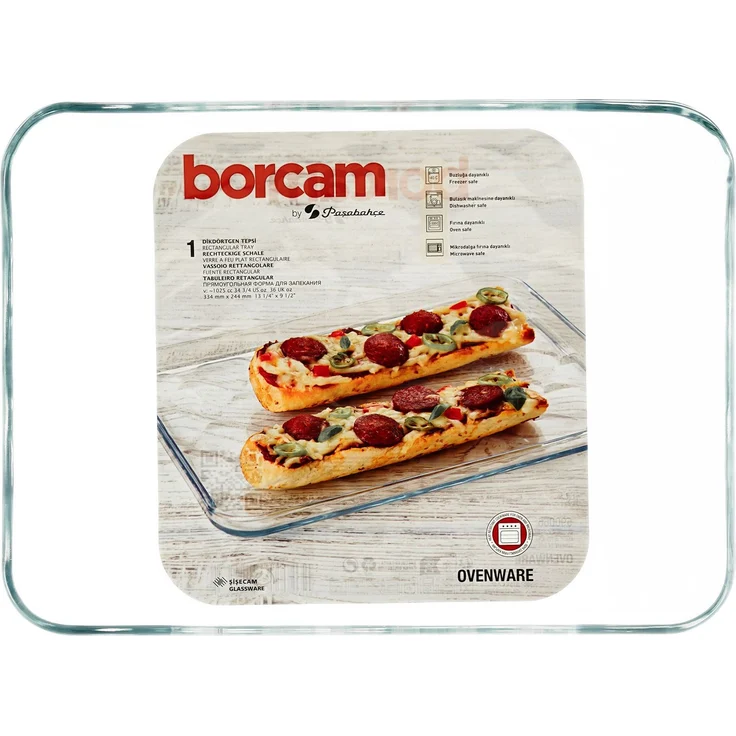 Pasabahce Borcam Serviertablett aus Borosilikatglas 1025 ml - 33,5 x 24,5 x 2 cm – Bild 2