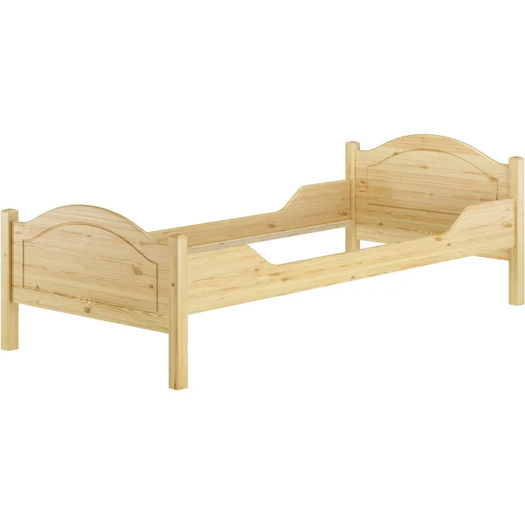 Erst-Holz Bettgestell, Kiefer natur, 100x200 cm, Kopfteil geschlossen