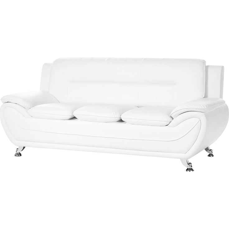 Sofa 3-Sitzer LEIRA Kunstleder Weiß – Bild 4