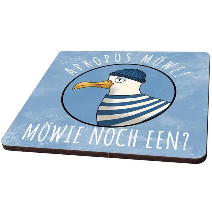 speecheese Glasuntersetzer Möwe Humor 6er Set Untersetzer aus Holz mit Spruch