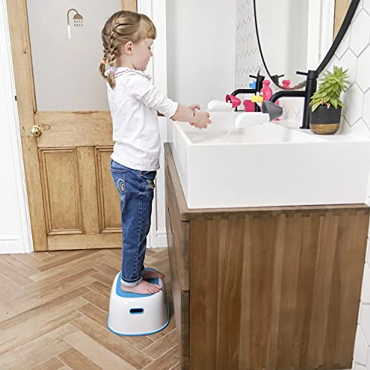 Prince Lionheart Step Stool | Tritthocker | Anti-Rutsch-Ober- und Unterseite | Leicht zu reinigen | Handgriffe | Vielseitig | Aufbewahrung | Badezimmer Booster | Handwaschbecken - Blau – Bild 6