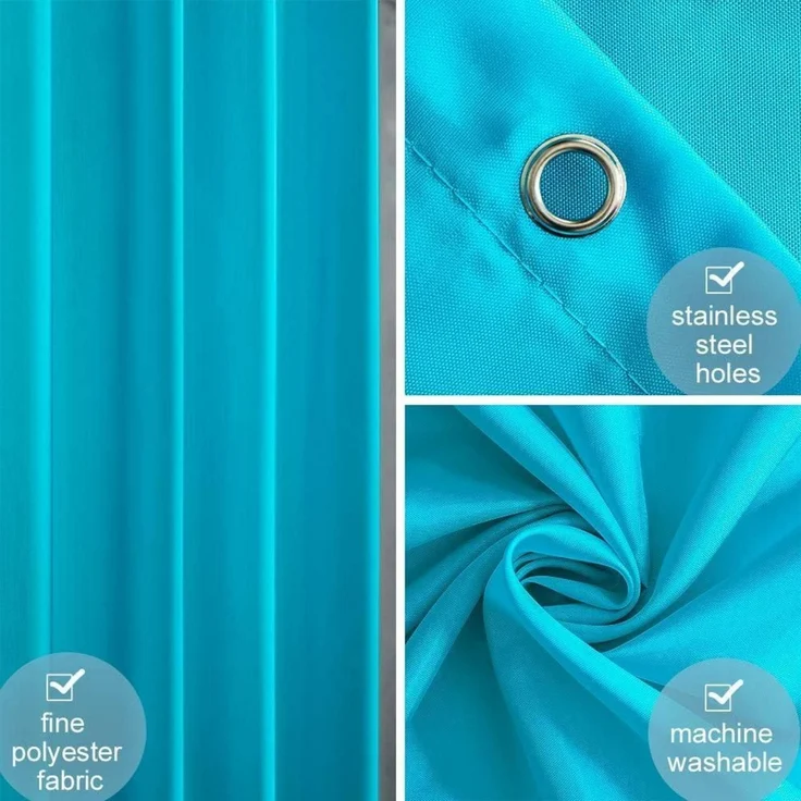 Schmaler Duschvorhang aus Polyester Aquamarine 85x180cm & 6 Duschvorhangringen – Bild 4