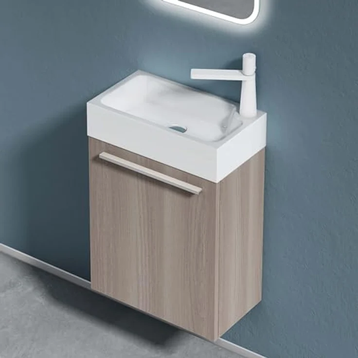 doporro Badezimmer-Set Badmöbel-Set Gäste WC Waschbecken Waschtisch mit Unterschrank PISA – Bild 3