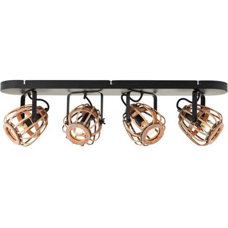 BRILLIANT Nikka Spotbalken 4flg schwarz/natur | 4x D45, E14, 28W, geeignet für Tropfenlampen (nicht enthalten) – Bild 6