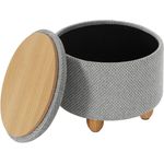 Woltu Sitzhocker (1 St), Fußhocker mit Stauraum, gepolstert, mit Leinenbezug