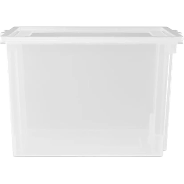 Iris Ohyama Vielseitige Aufbewahrungsbox mit Deckel, Stapelboxen, 30L, 6er-Set, Transparent, Stapelbar, Plastik, Für Schrank, Regale, Organisation, Kleidung, Bettlaken, Plastikbox mit Deckel, USB-M – Bild 5