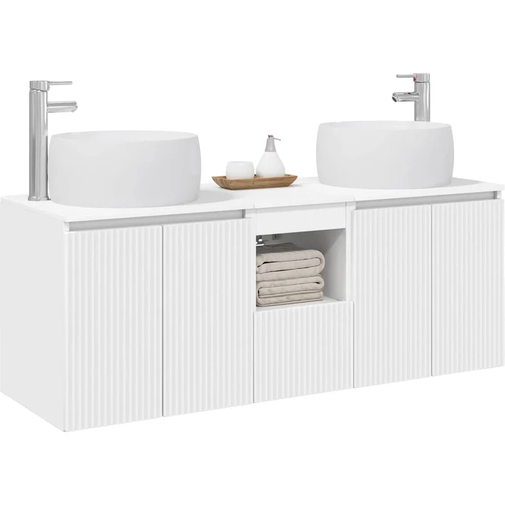 vidaXL Badezimmerschrank-Set 3 stk. Weiß 129 x 44,5 x 80 cm 3405717 – Bild 3