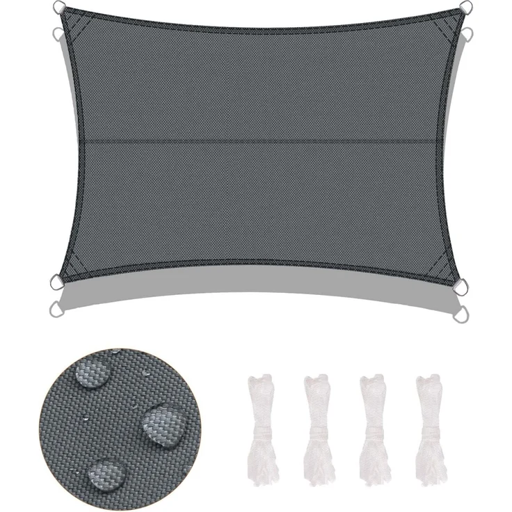 LOVE STORY Sonnensegel Wasserdicht 3. 5x5 m Rechteckig PES Polyester Sonnenschutz Windschutz Balkon Terrasse 95% UV-Schut,für Balkon Garten,Anthrazit – Bild 2