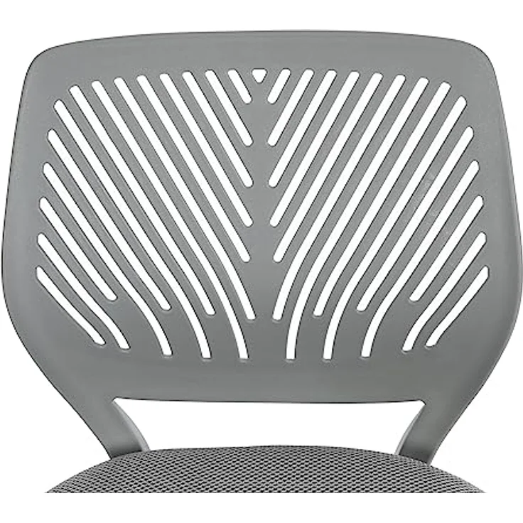 FurnitureR Bürostuhl für Teenager, Mädchen, 360° drehbar, niedrig, mittelgroß, PP-Mesh-Rückseite, Stoff, höhenverstellbar, Rollrolle, Stoff grau – Bild 4