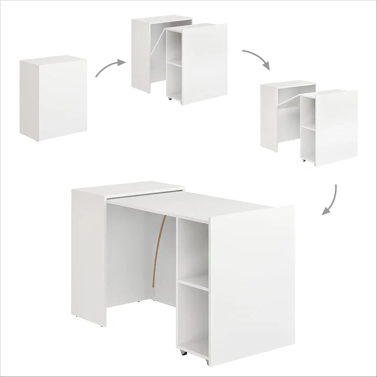 KOMTO Schreibtisch KOMTO Schreibtisch mit Stauraum – PC Tisch, Tisch FOLDY 128x60x75 cm – Bild 4