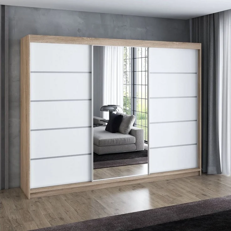 A&J MöbelLand GmbH Schiebetürenschrank VILUNO Moderner 3-türiger Kleiderschrank mit Spiegel (TOP ANGEBOT! Geräumiger Schrank mit einer Breite von 200 cm ideal zur Aufbewahrung von Kleidung und Accessoires. Wählen Sie das ideale Modell für Ihr Schlafzim... – Bild 2