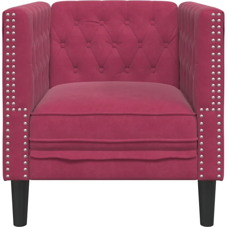 vidaXL Chesterfield-Sessel Weinrot Samt 372677 – Bild 3