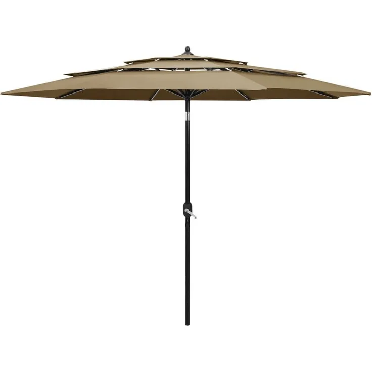 furnicato Sonnenschirm mit Aluminium-Mast, 3-lagig, UV-beständig, Taupe, 3 m, LxB: 300x300 cm